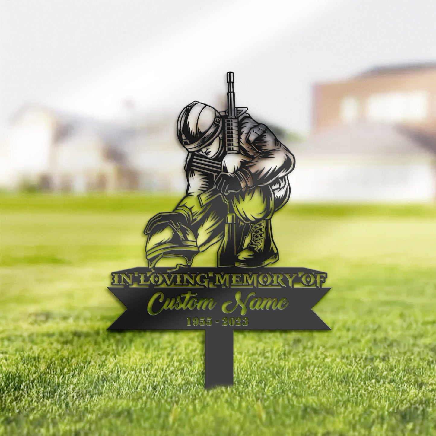 Personalized Fallen Soldier army veteran Memorial Stake, Metal Stake, Sympathy Sign, Grave Marker, Remembrance Stake