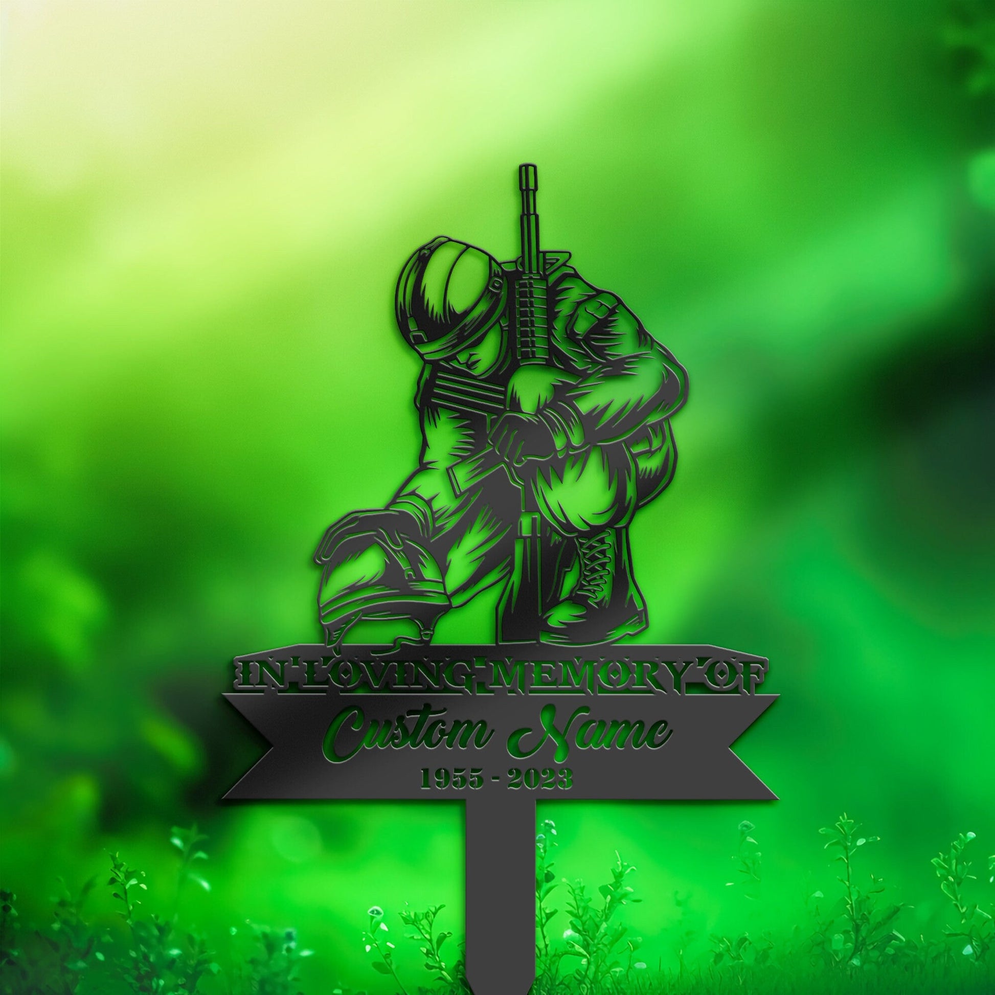 Personalized Fallen Soldier army veteran Memorial Stake, Metal Stake, Sympathy Sign, Grave Marker, Remembrance Stake