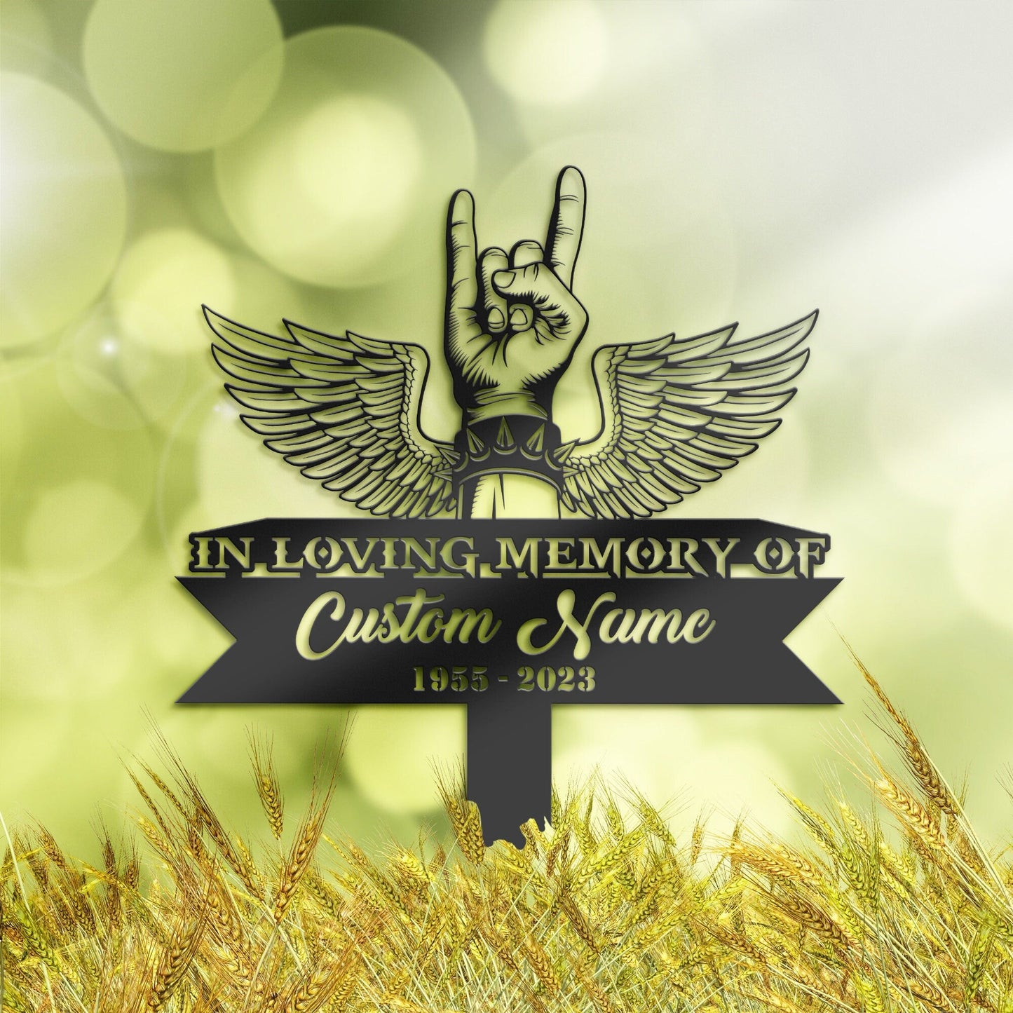 Personalized Rock N Roll Lover musician Memorial Stake, Metal Stake, Sympathy Sign, Grave Marker, Remembrance Stake