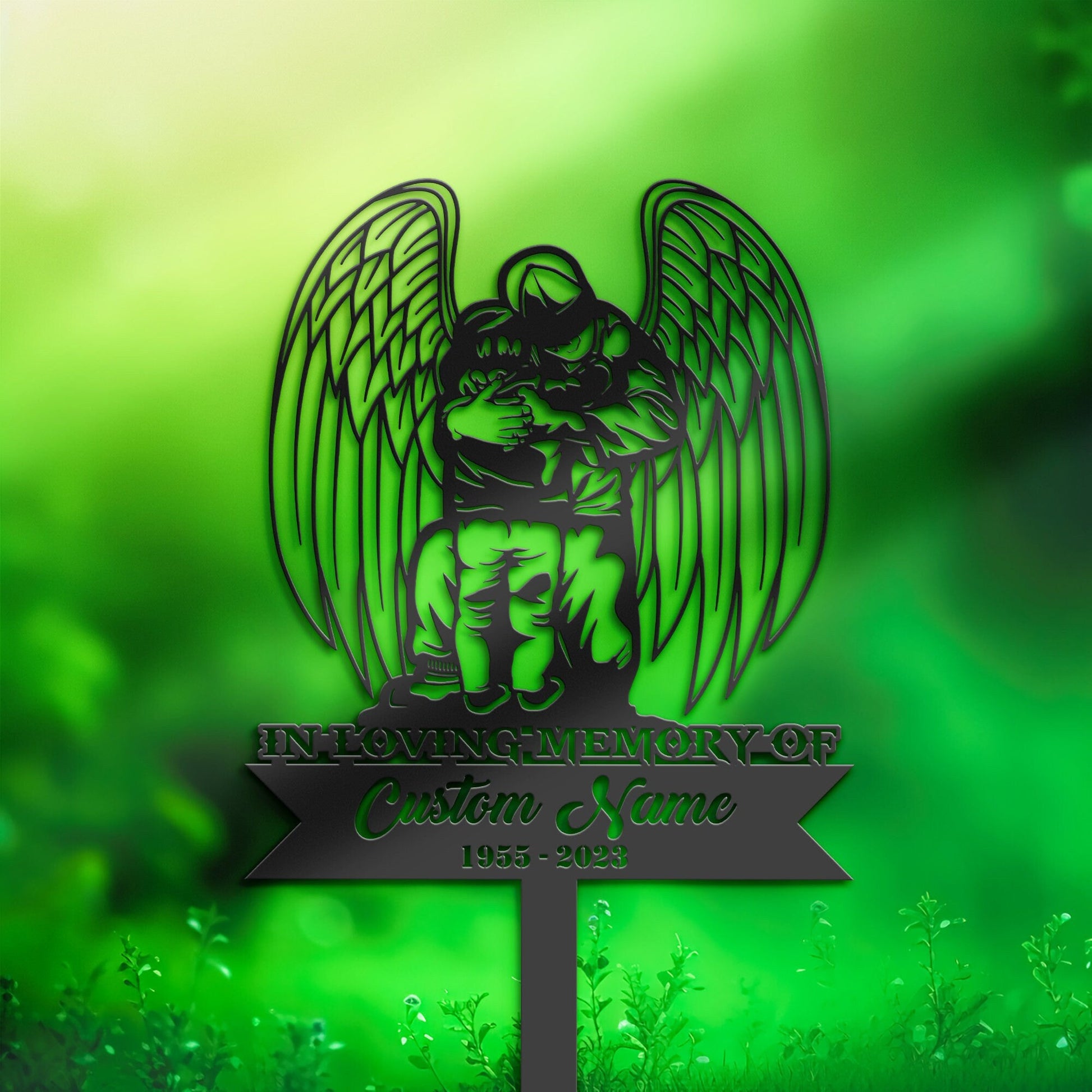 Personalized Angel father and son Memorial Stake, Metal Stake, Sympathy Sign, Grave Marker, Remembrance Stake