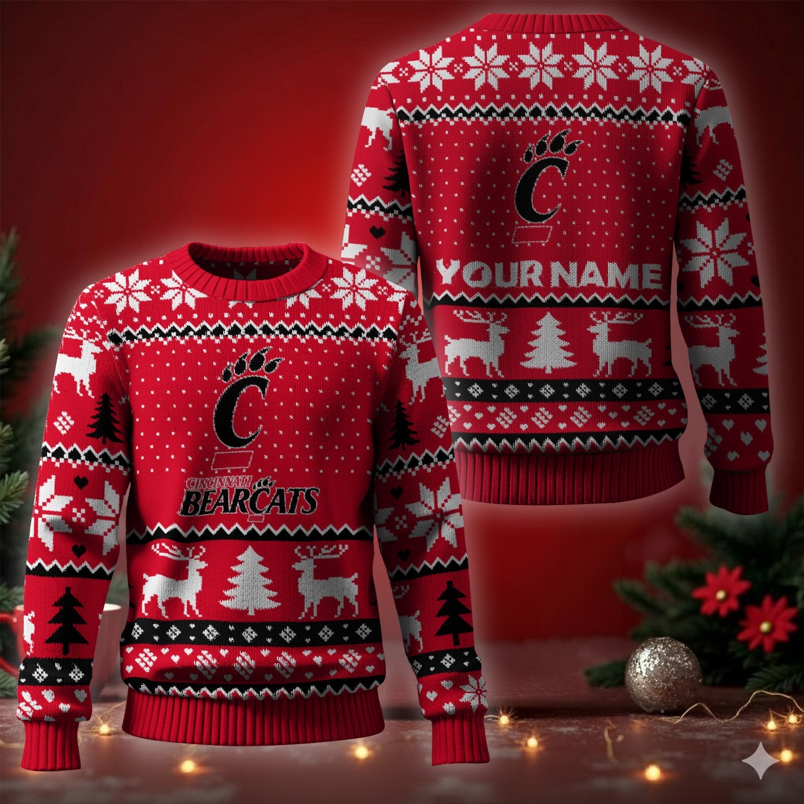Cincinnati Bearcats Ugly Christmas Sweater - Cozy & Playful Ugly Sweater Design