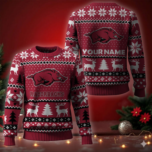 Arkansas Razorbacks Ugly Christmas Sweater - Cozy & Playful Ugly Sweater Design