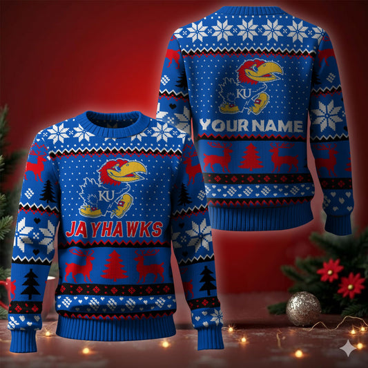Kansas Jayhawks Ugly Christmas Sweater - Cozy & Playful Ugly Sweater Design