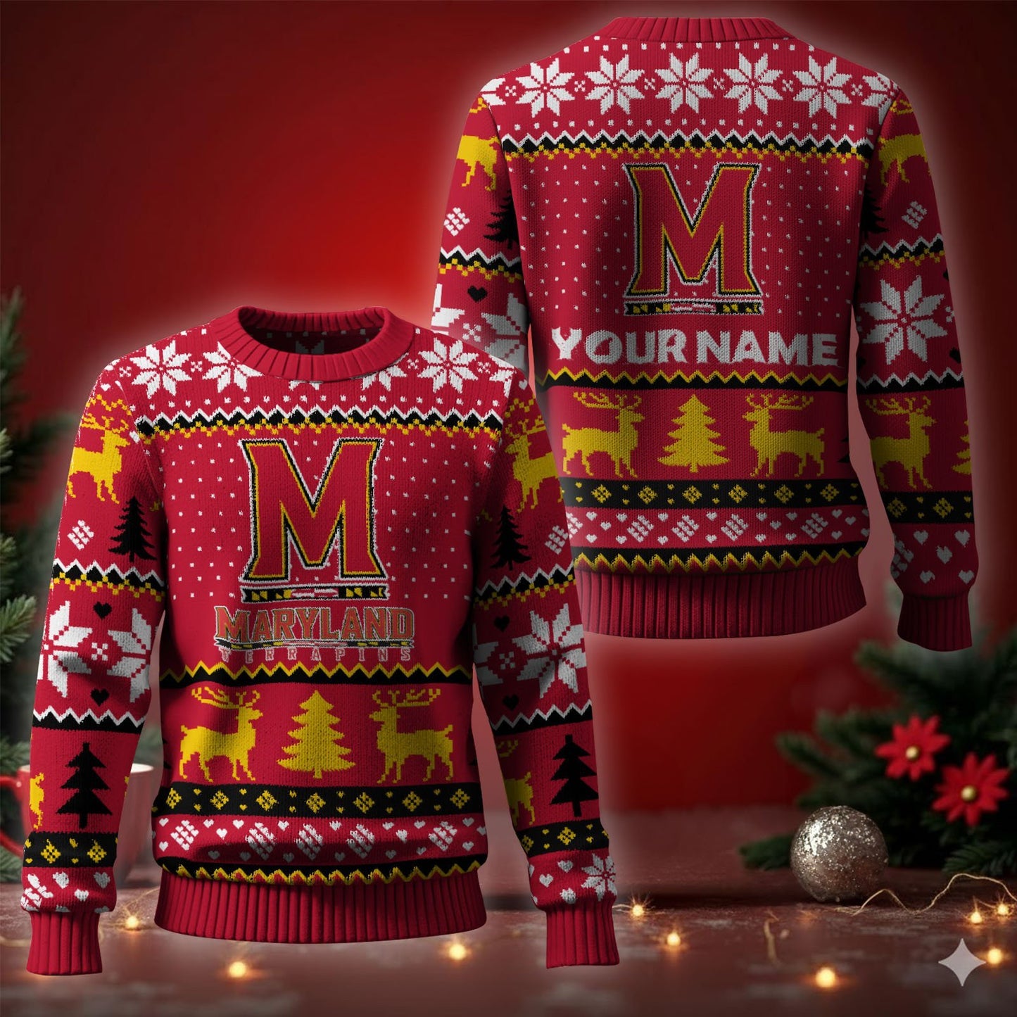 Maryland Terrapins Ugly Christmas Sweater - Cozy & Playful Ugly Sweater Design