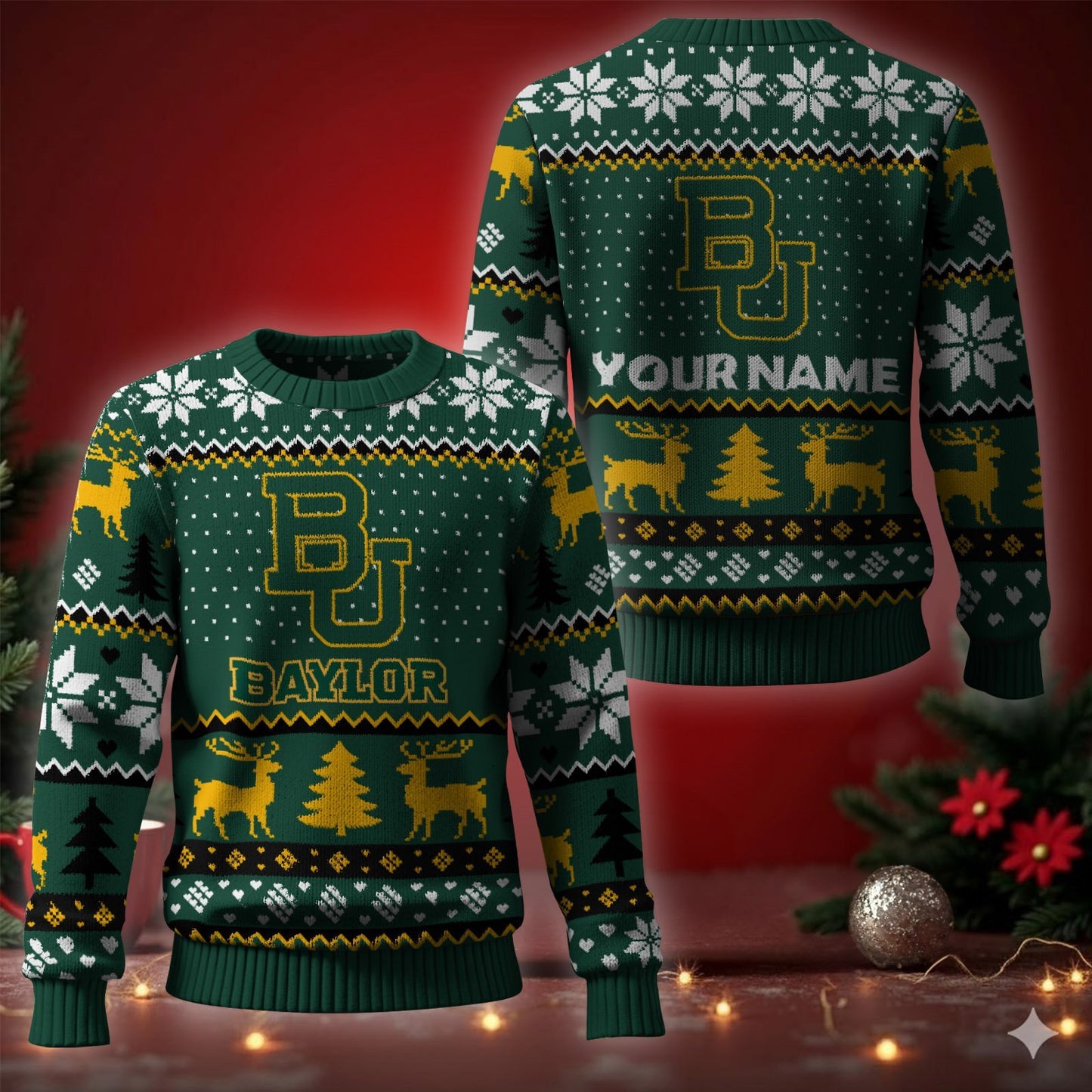 Baylor Bears Ugly Christmas Sweater - Cozy & Playful Ugly Sweater Design
