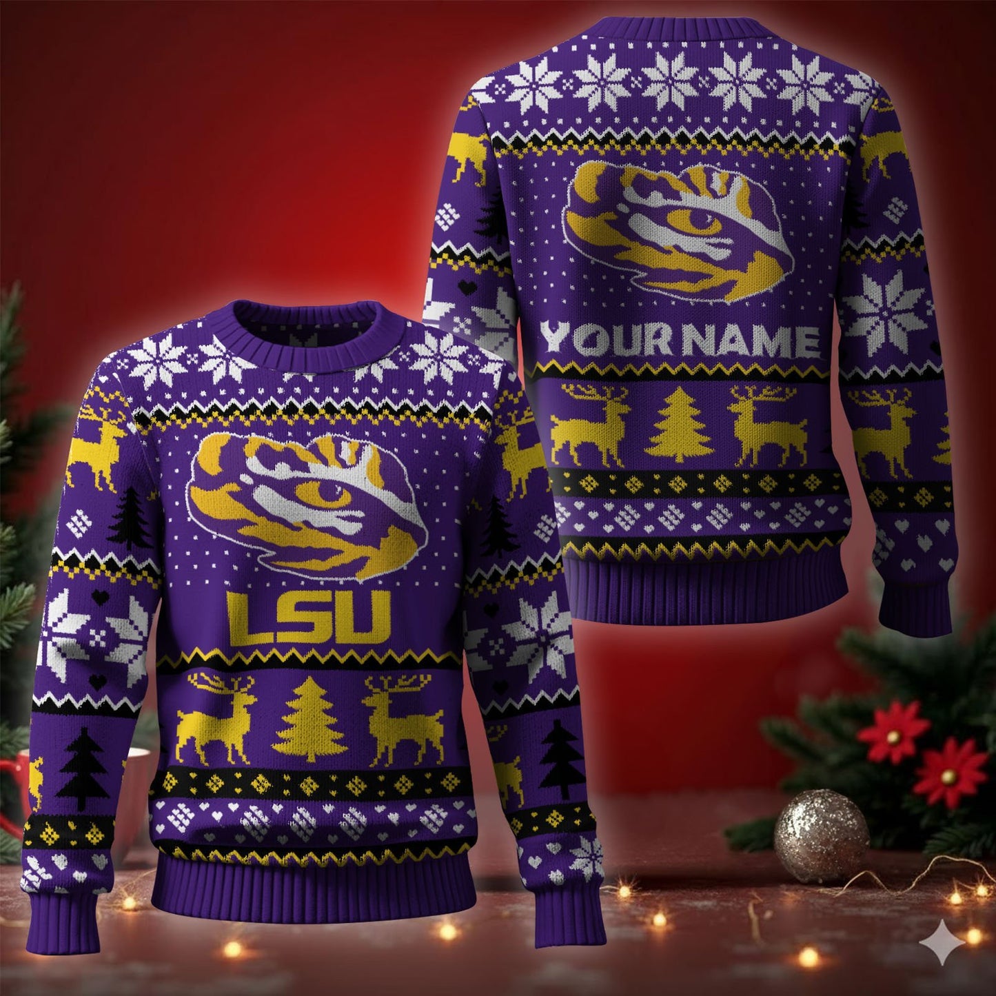 Lsu Tigers Ugly Christmas Sweater - Cozy & Playful Ugly Sweater Design