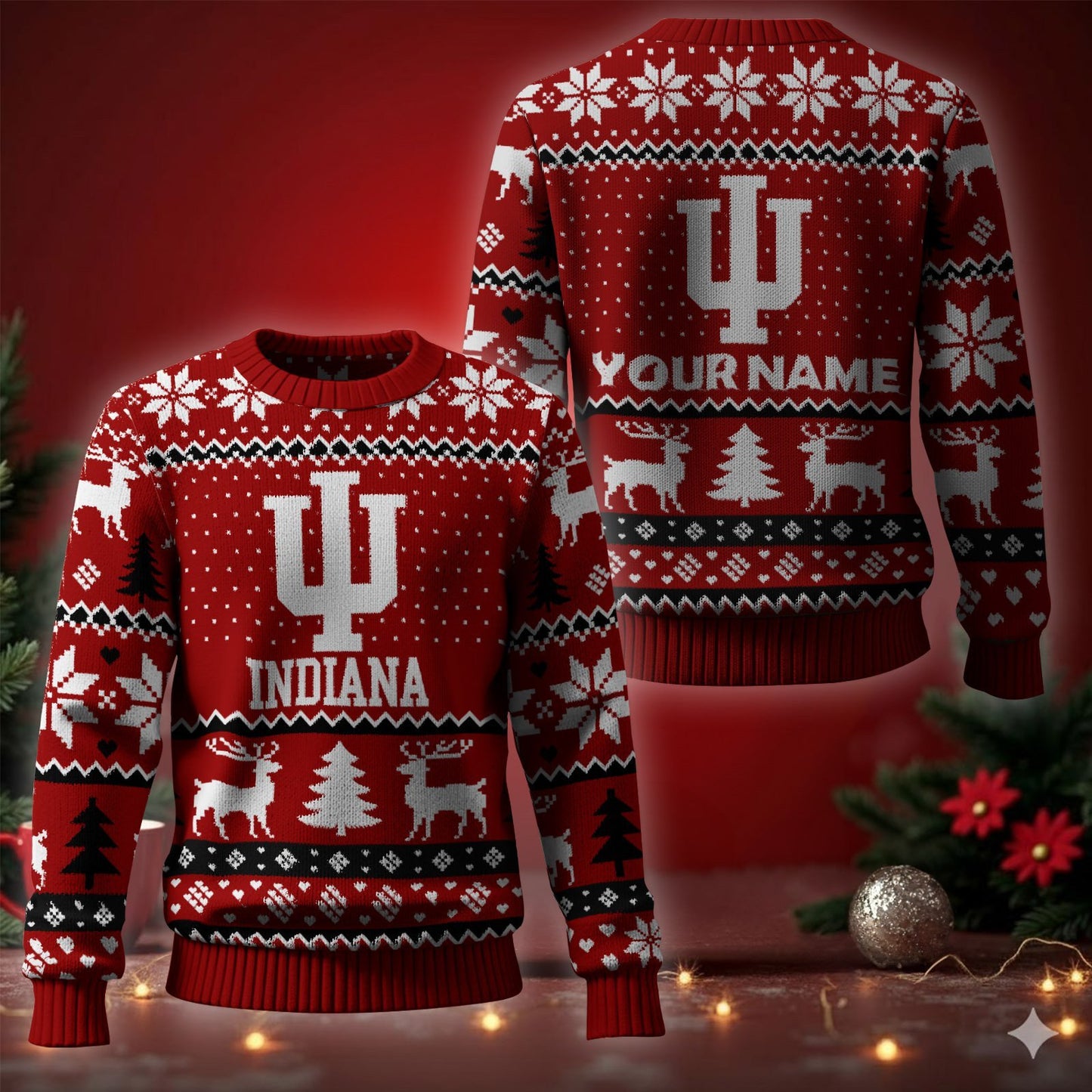 Indiana Hoosiers Ugly Christmas Sweater - Cozy & Playful Ugly Sweater Design