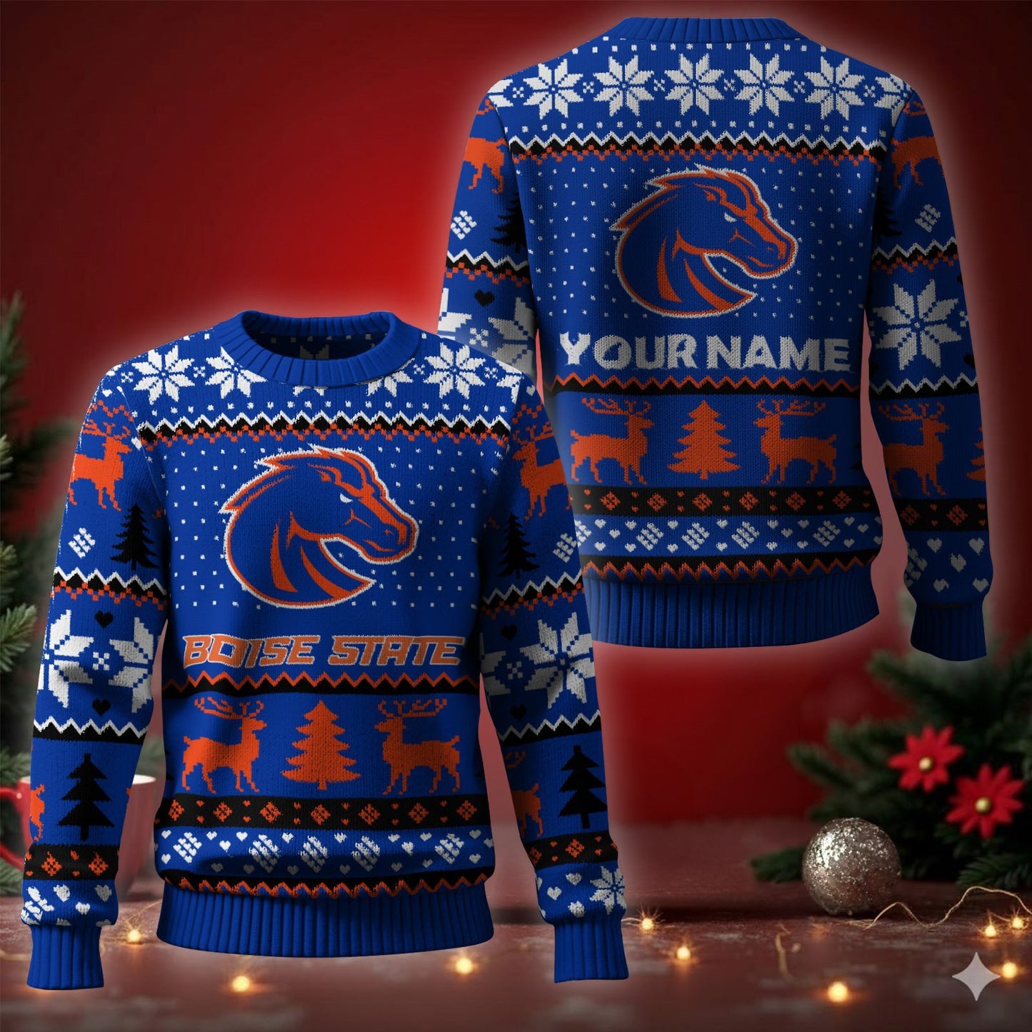 Boise State Broncos Ugly Christmas Sweater - Cozy & Playful Ugly Sweater Design