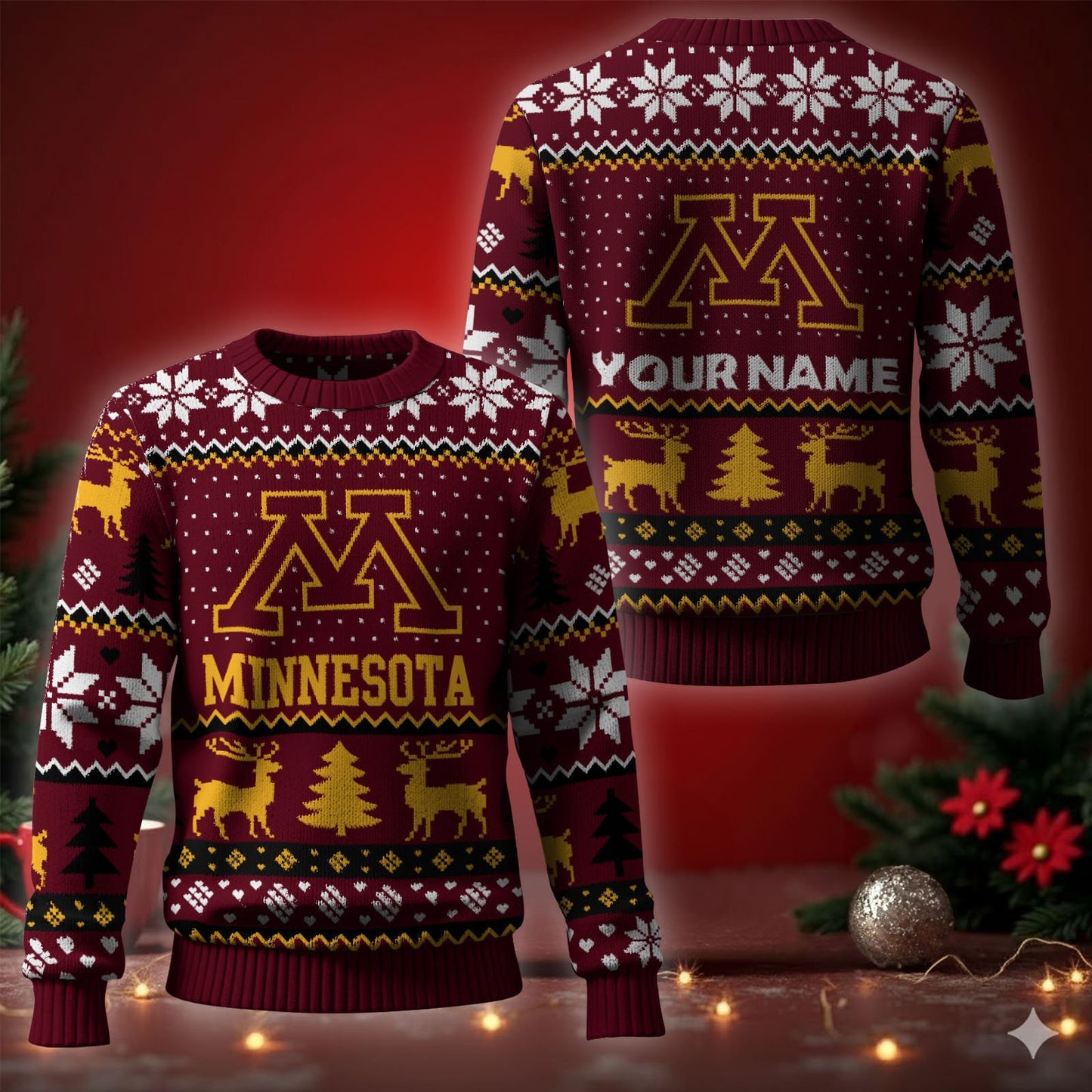 Minnesota Golden Gophers Ugly Christmas Sweater - Cozy & Playful Ugly Sweater Design
