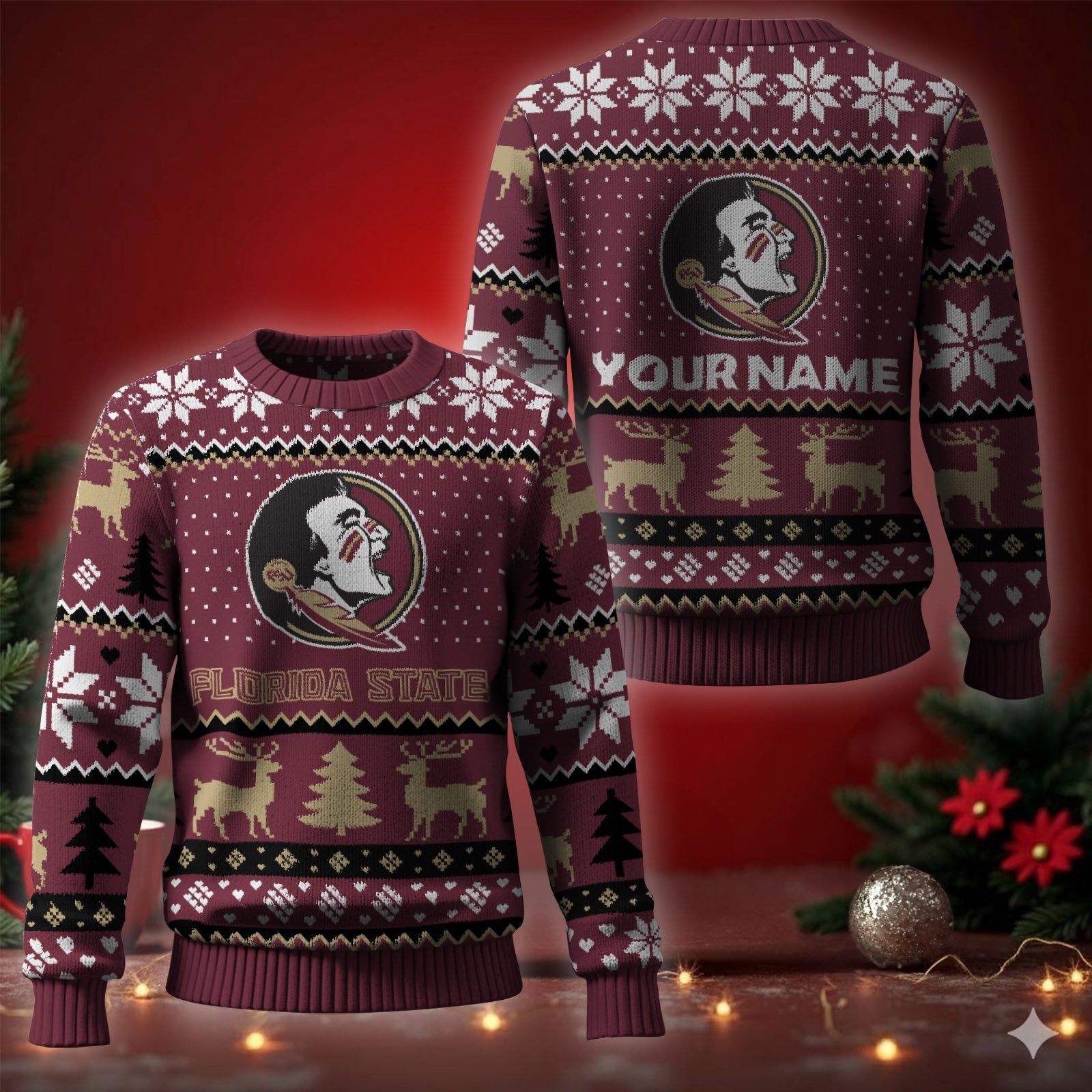 Florida State Seminoles Ugly Christmas Sweater - Cozy & Playful Ugly Sweater Design