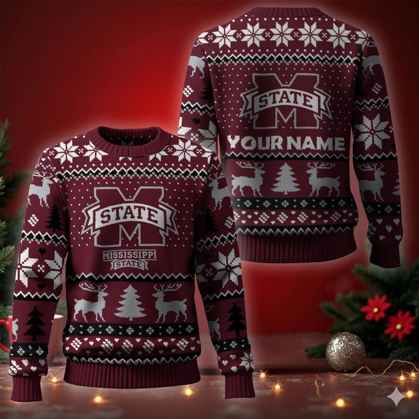 Mississippi State Bulldogs Ugly Christmas Sweater - Cozy & Playful Ugly Sweater Design