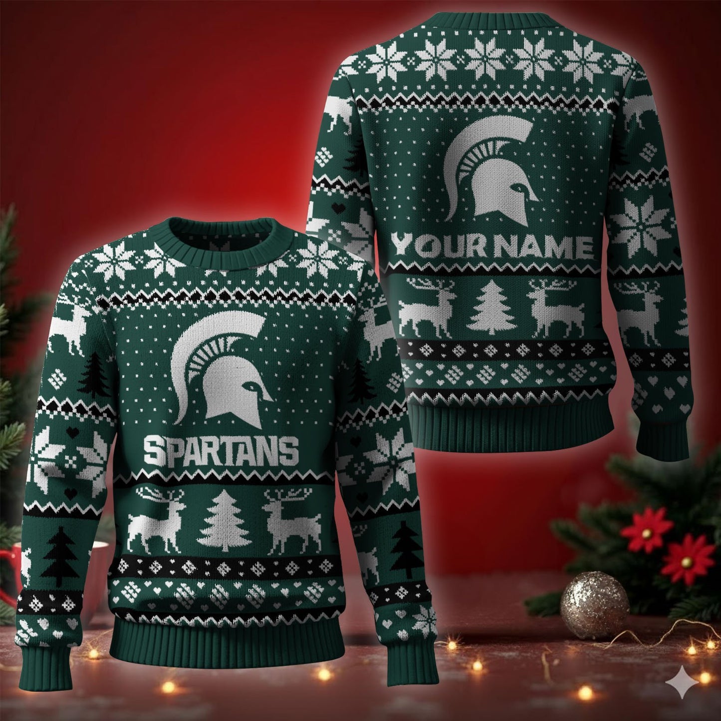 Michigan State Spartans Ugly Christmas Sweater - Cozy & Playful Ugly Sweater Design