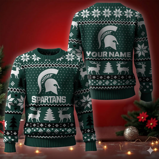 Michigan State Spartans Ugly Christmas Sweater - Cozy & Playful Ugly Sweater Design