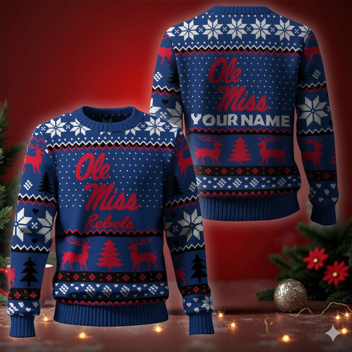 Ole Miss Rebels Ugly Christmas Sweater - Cozy & Playful Ugly Sweater Design