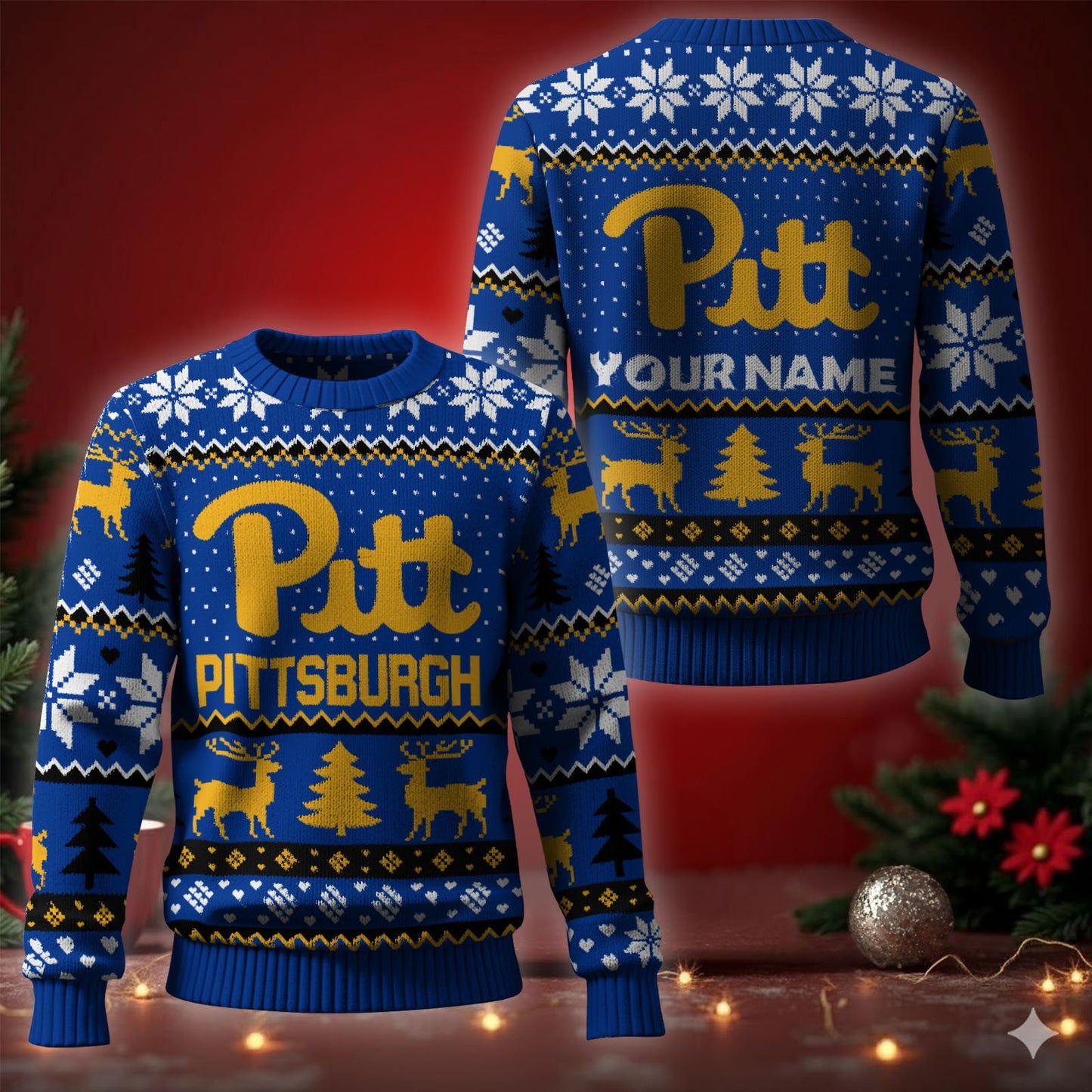 Pittsburgh Panthers Ugly Christmas Sweater - Cozy & Playful Ugly Sweater Design