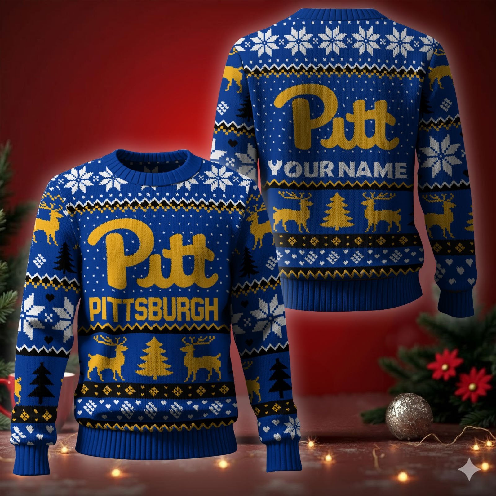 Pittsburgh Panthers Ugly Christmas Sweater - Cozy & Playful Ugly Sweater Design