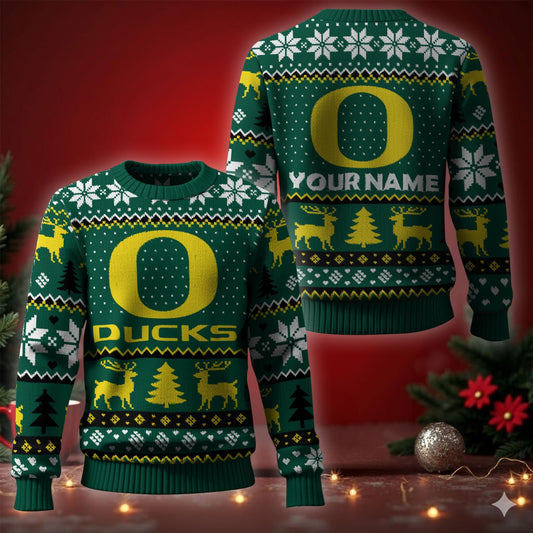 Oregon Ducks Ugly Christmas Sweater - Cozy & Playful Ugly Sweater Design
