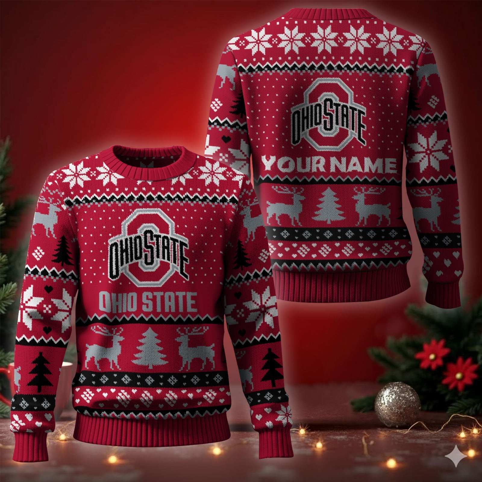 Ohio State Buckeyes Ugly Christmas Sweater - Cozy & Playful Ugly Sweater Design