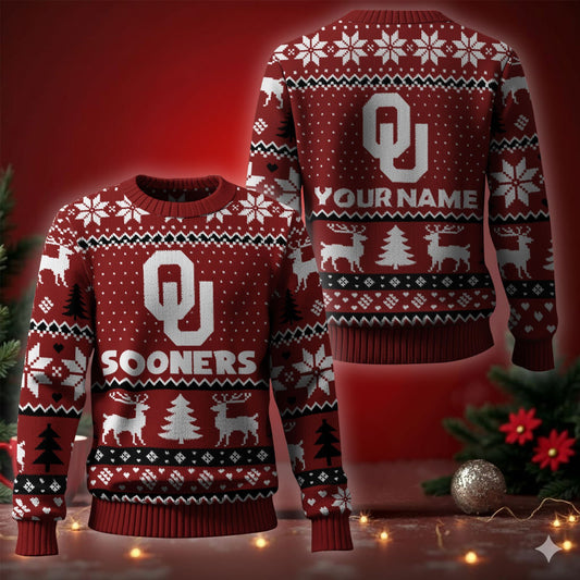 Oklahoma Sooners Ugly Christmas Sweater - Cozy & Playful Ugly Sweater Design