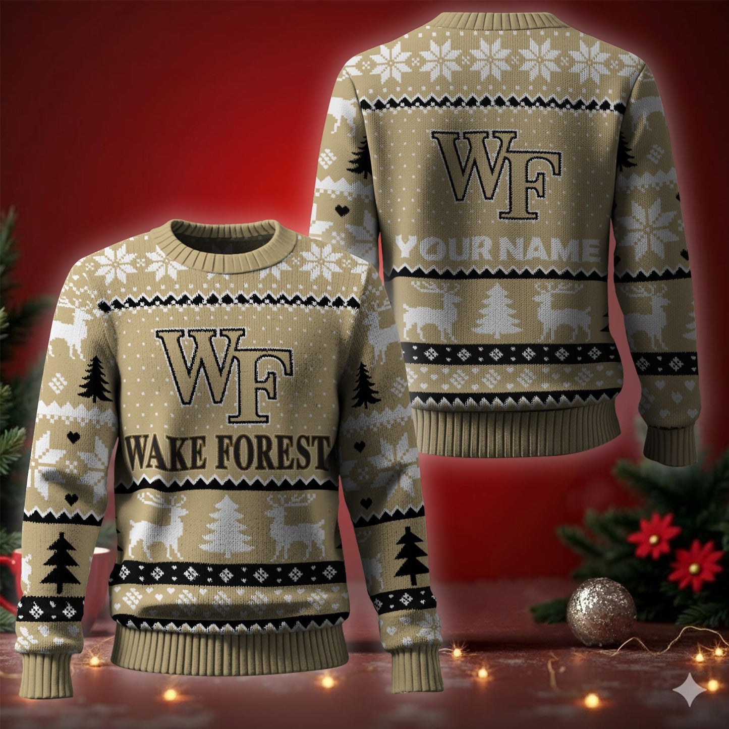 Wake Forest Demon Deacons Ugly Christmas Sweater - Cozy & Playful Ugly Sweater Design