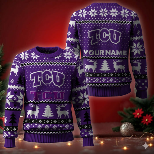 TCU Horned Frogs Ugly Christmas Sweater - Cozy & Playful Ugly Sweater Design