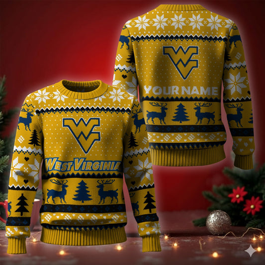 West Virginia Mountaineers Ugly Christmas Sweater - Cozy & Playful Ugly Sweater Design