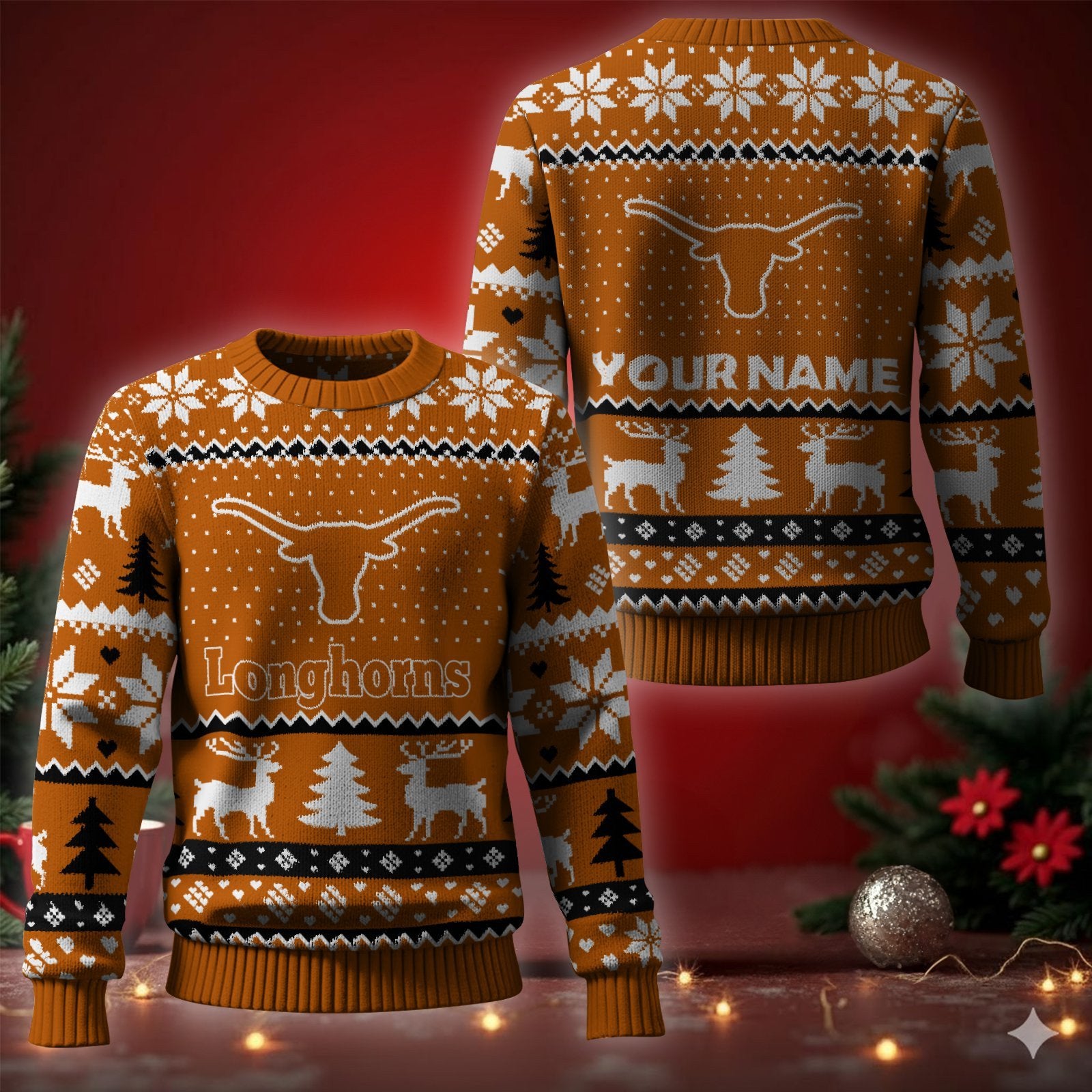 Texas Longhorns Ugly Christmas Sweater - Cozy & Playful Ugly Sweater Design