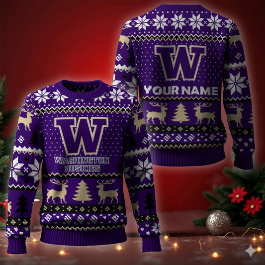 Washington Huskies Ugly Christmas Sweater - Cozy & Playful Ugly Sweater Design