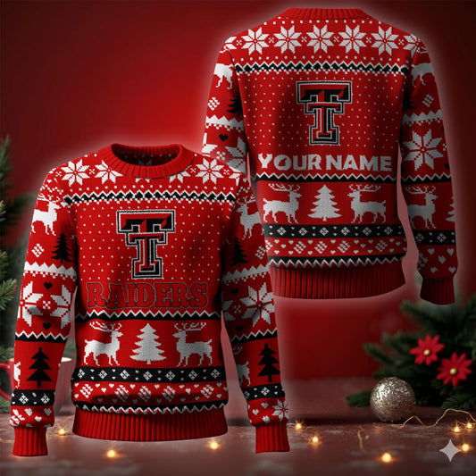Texas Tech Red Raiders Ugly Christmas Sweater - Cozy & Playful Ugly Sweater Design