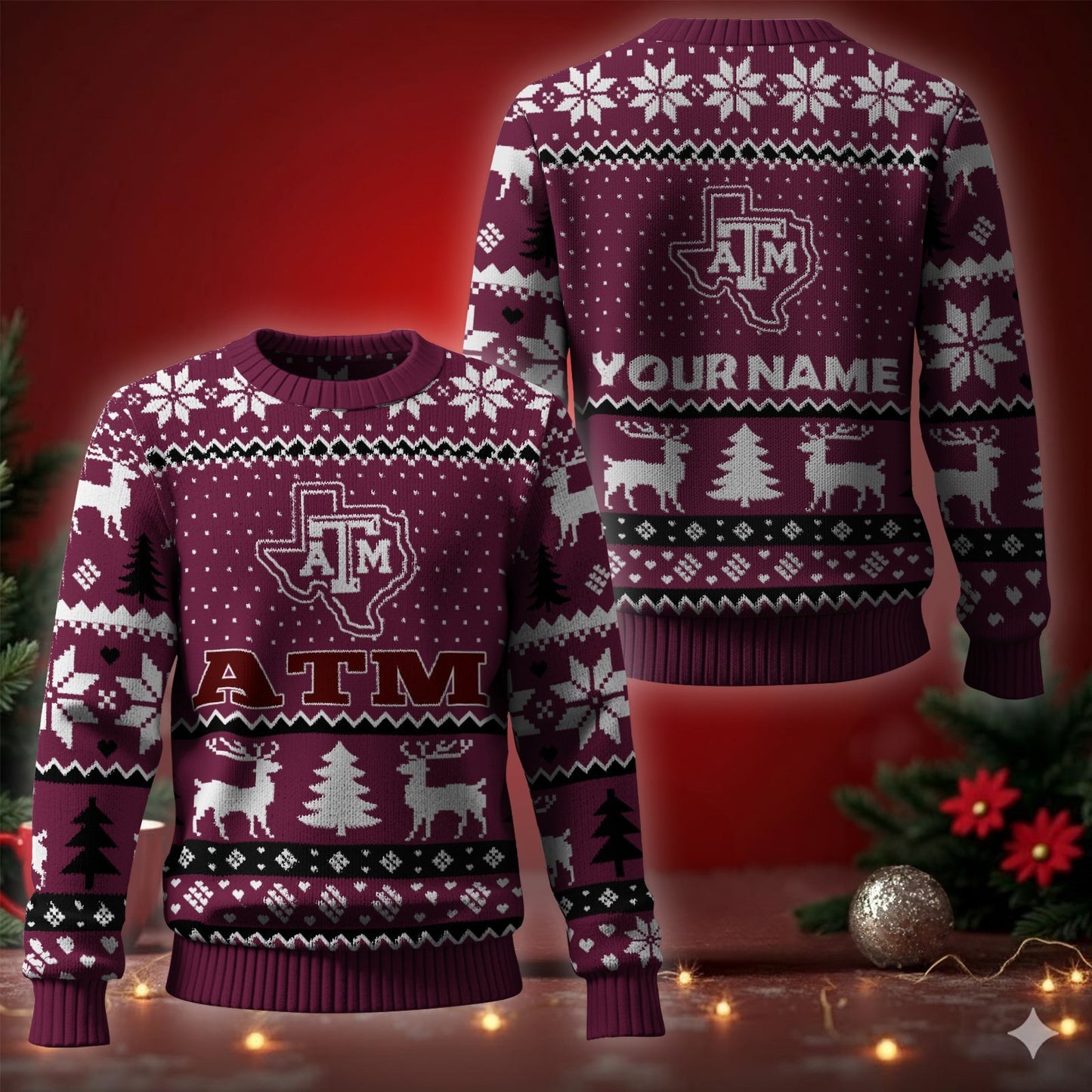 Texas A&M Aggies Ugly Christmas Sweater - Cozy & Playful Ugly Sweater Design