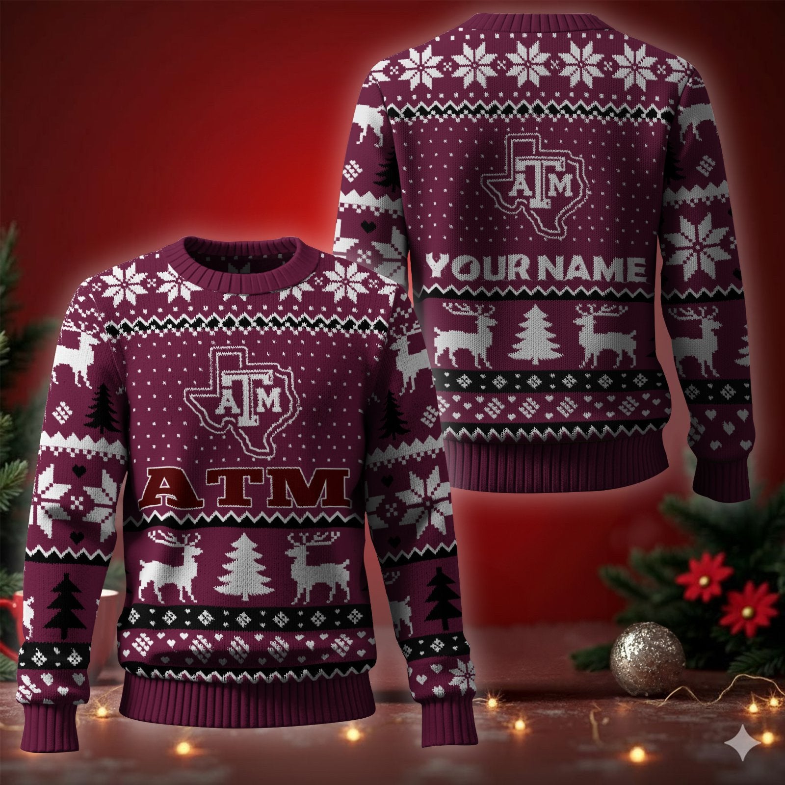 Texas A&M Aggies Ugly Christmas Sweater - Cozy & Playful Ugly Sweater Design