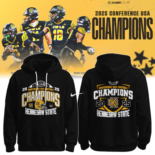 Kennesaw State Football C-USA Championship Black Hoodie - Kennesaw State Football CUSA Champs Merch Design by Tyche Joy