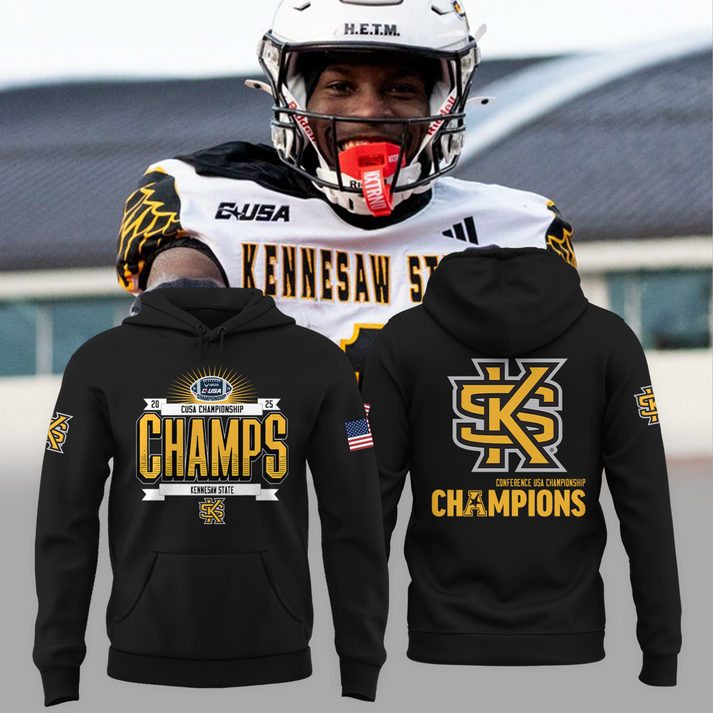 Kennesaw State Football CUSA Championship Black Hoodie - Kennesaw State Football Champions Hoodie  - We are CUSA Champs - Tyche Joy Merch