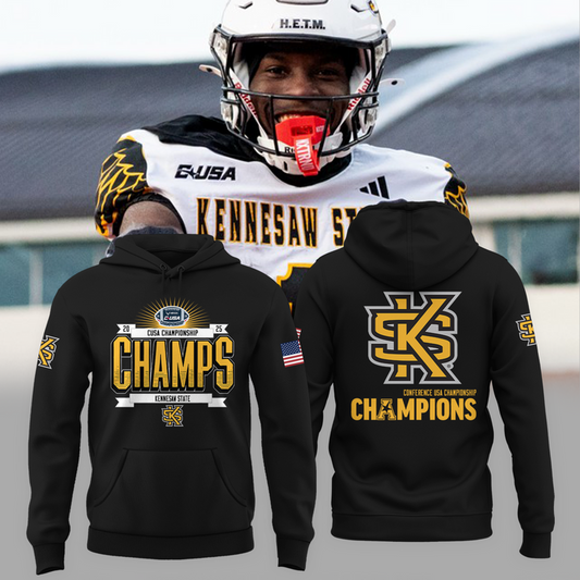 Kennesaw State Football CUSA Championship Black Hoodie - Kennesaw State Football Champions Hoodie  - We are CUSA Champs - Tyche Joy Merch