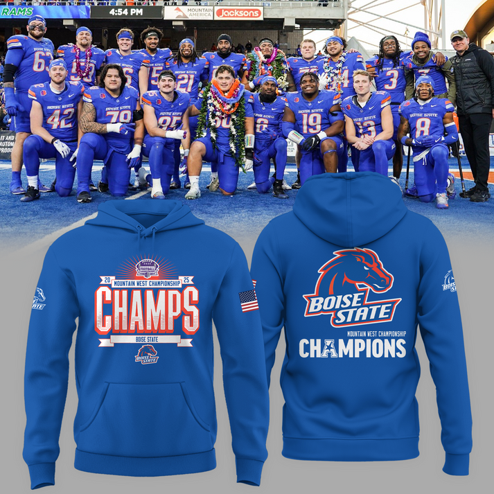 Boise State 2025 Mountain West Championship Blue Hoodie - Boise State Football Champions Hoodie