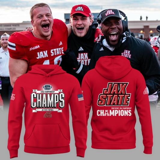 Jax State Football Red Hoodie Champions - Design By Tyche Joy
