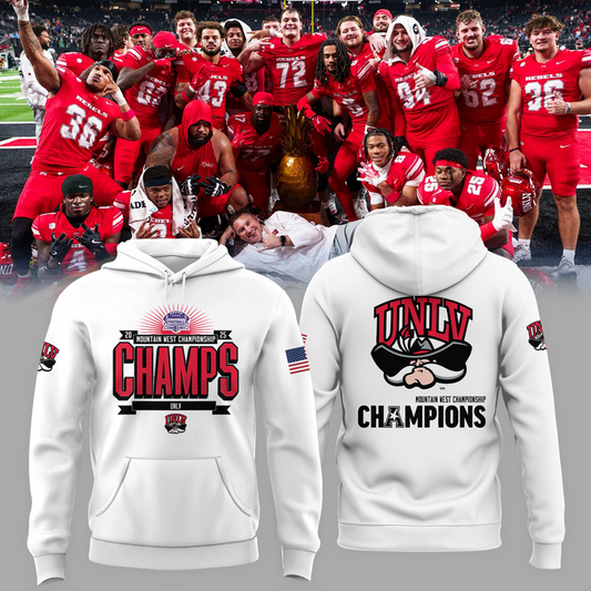 UNLV 2025 Mountain West Championship White Hoodie - UNLV Football Champions Hoodie