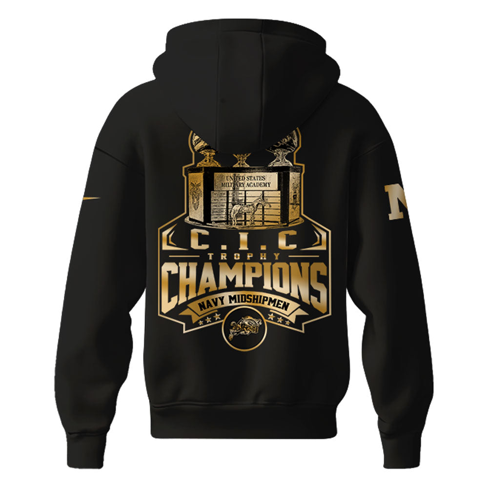 Premium Navy Midshipmen Merch For Fan - Navy Midshipmen NCAA CIC Trophy Champions Limited Edition Gold Hoodie 2024