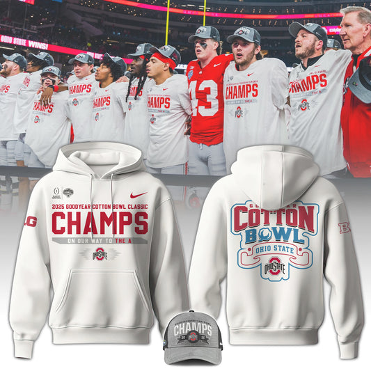 Ohio State Football Cotton Bowl Champions Unisex White Hoodie