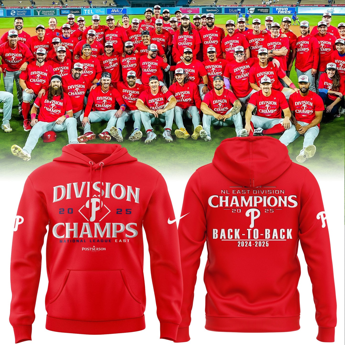 Philadelphia Phillies Hoodie BACK-TO-BACK NL EAST CHAMPIONS