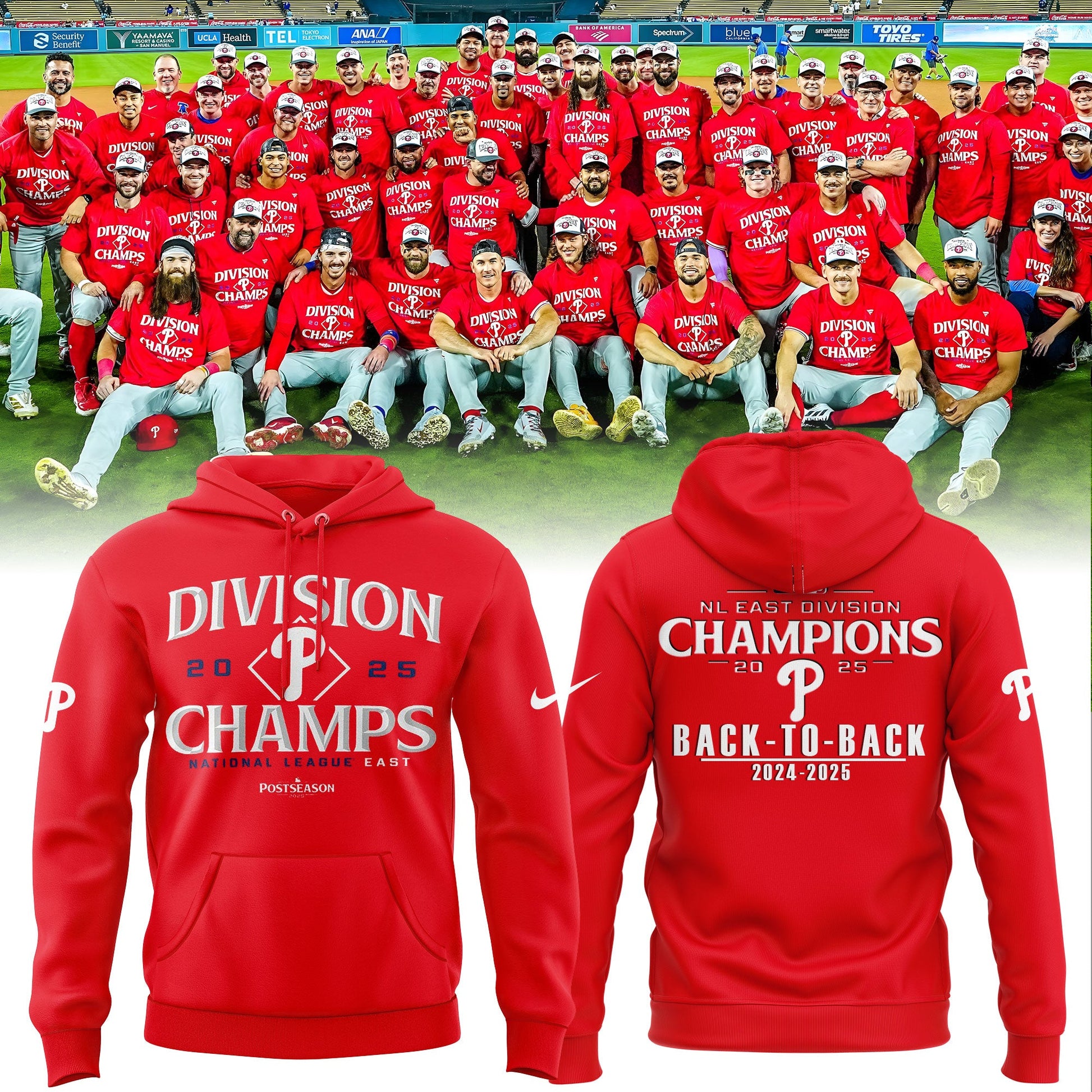 Philadelphia Phillies Hoodie BACK-TO-BACK NL EAST CHAMPIONS
