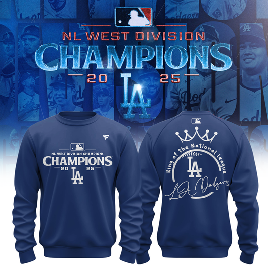 Los Angeles Dodgers 2025 NL West Division Champions Sweatshirt- LA Dodgers Champions Merch