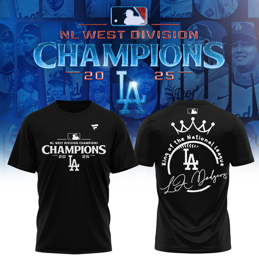 Los Angeles Dodgers 2025 NL West Division Champions T-Shirt- LA Dodgers Champions Merch