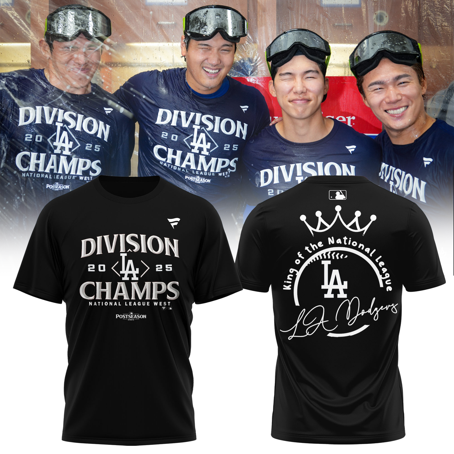 Los Angeles Dodgers 2025 NL West Division Champions T-Shirt- LA Dodgers Champions Merch
