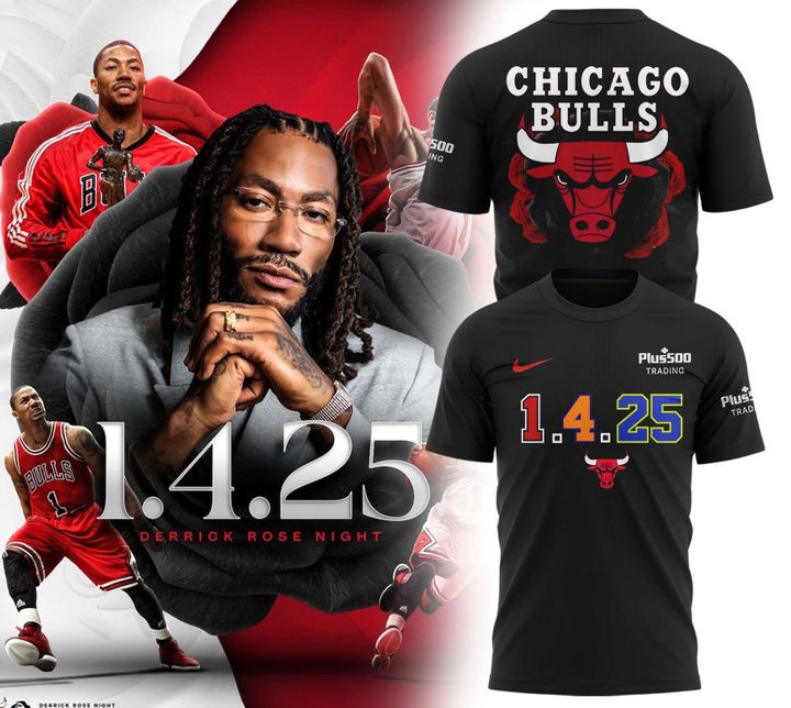 Chicago Bulls T-Shirt - Derrick Rose Night #1 T-Shirt Head Back