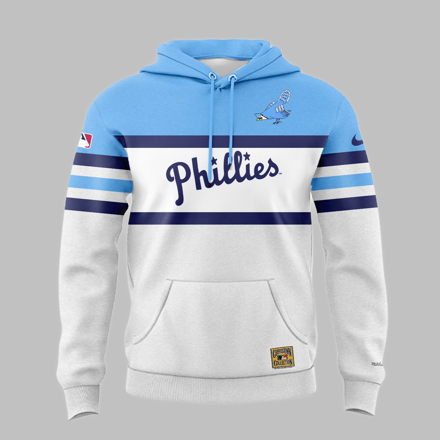 Philadelphia Phillies Grey White Blue Blue Jay Logo 40's Hoodie For Fans