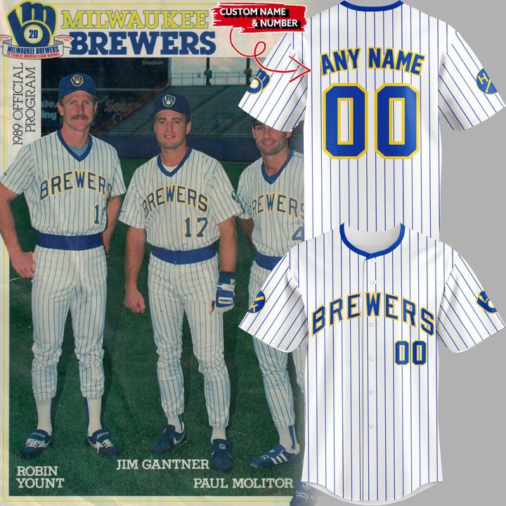 Milwaukee Brewers Old Logo Baseball Jersey Custom Name Numbers
