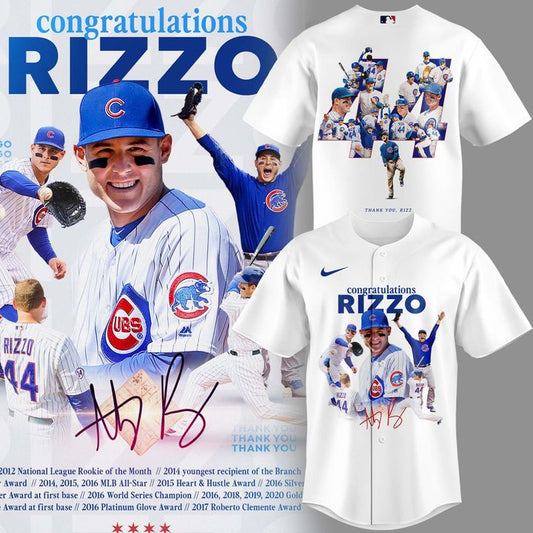 Chicago Cubs Legend Anthony Rizzo Baseball Jersey Thank You Rizz
