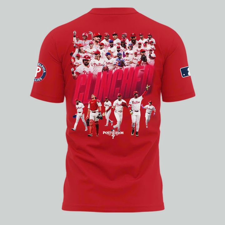 Special New "Built For Fall" 2025 Postseason Clinched Uniform Philadelphia Phillies Red T-Shirt