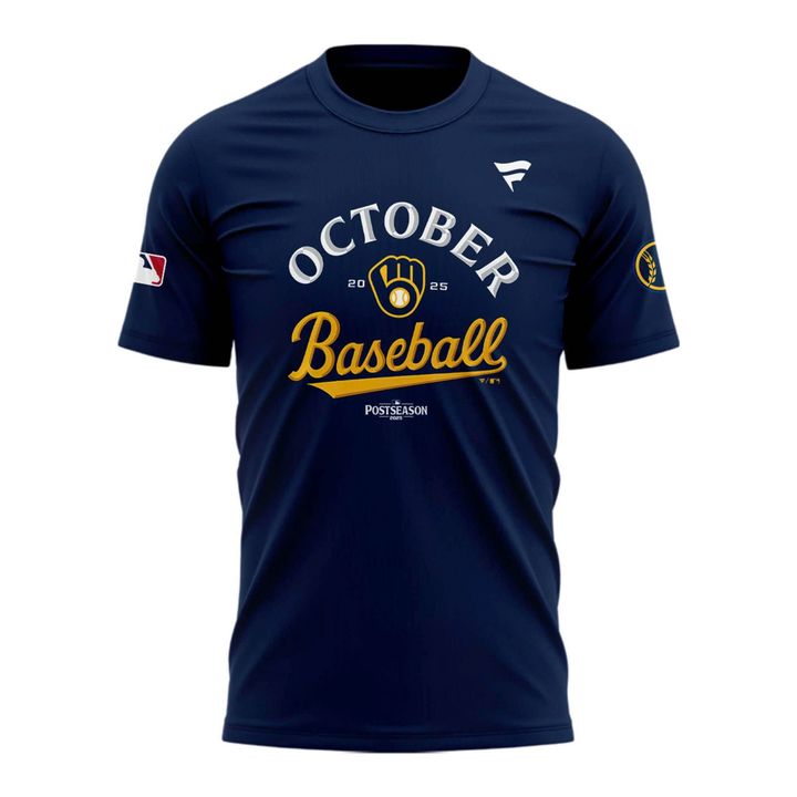 Special New October Ready 2025 Postseason Brewers Uniform Navy T-Shirt